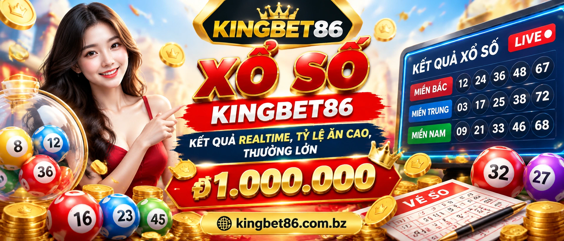 Giao diện Xổ Số Online trên kingbet86.com.bz